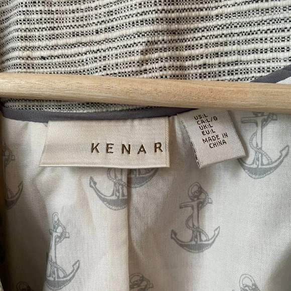 KENAR Nordstrom Womens Large Long Sleeve Striped Linen Career Blazer Jacket Chic - Picture 6 of 16